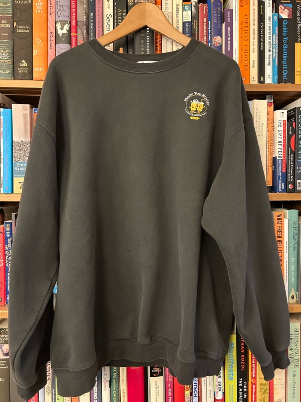 Mayfair Group Black Cotton Blend Made You Smile Long Sleeve Sweatshirt sz L/XL